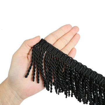 Curtain Fringes Bullion Fringe Trim with Blue Ribbon 5.3 Yard x 3 Inches Fabric Trims Sewing DIY Decoration