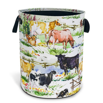 Cow Farm Laundry Basket Foldable Waterproof Hamper 18.9 x 16.5 Inch