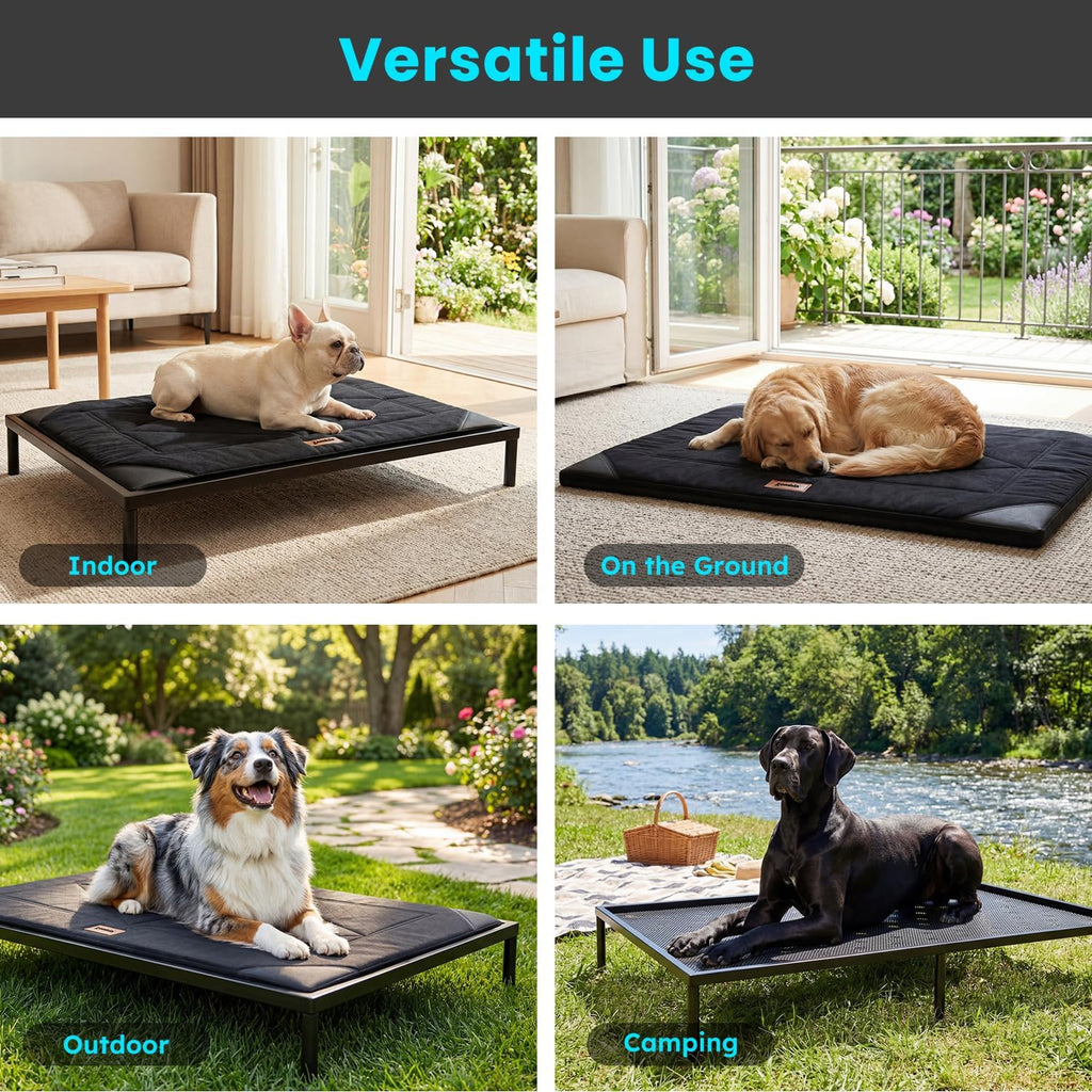 Chew Proof Elevated Dog Bed for Medium Dogs, 36" x 24" x 5", Black