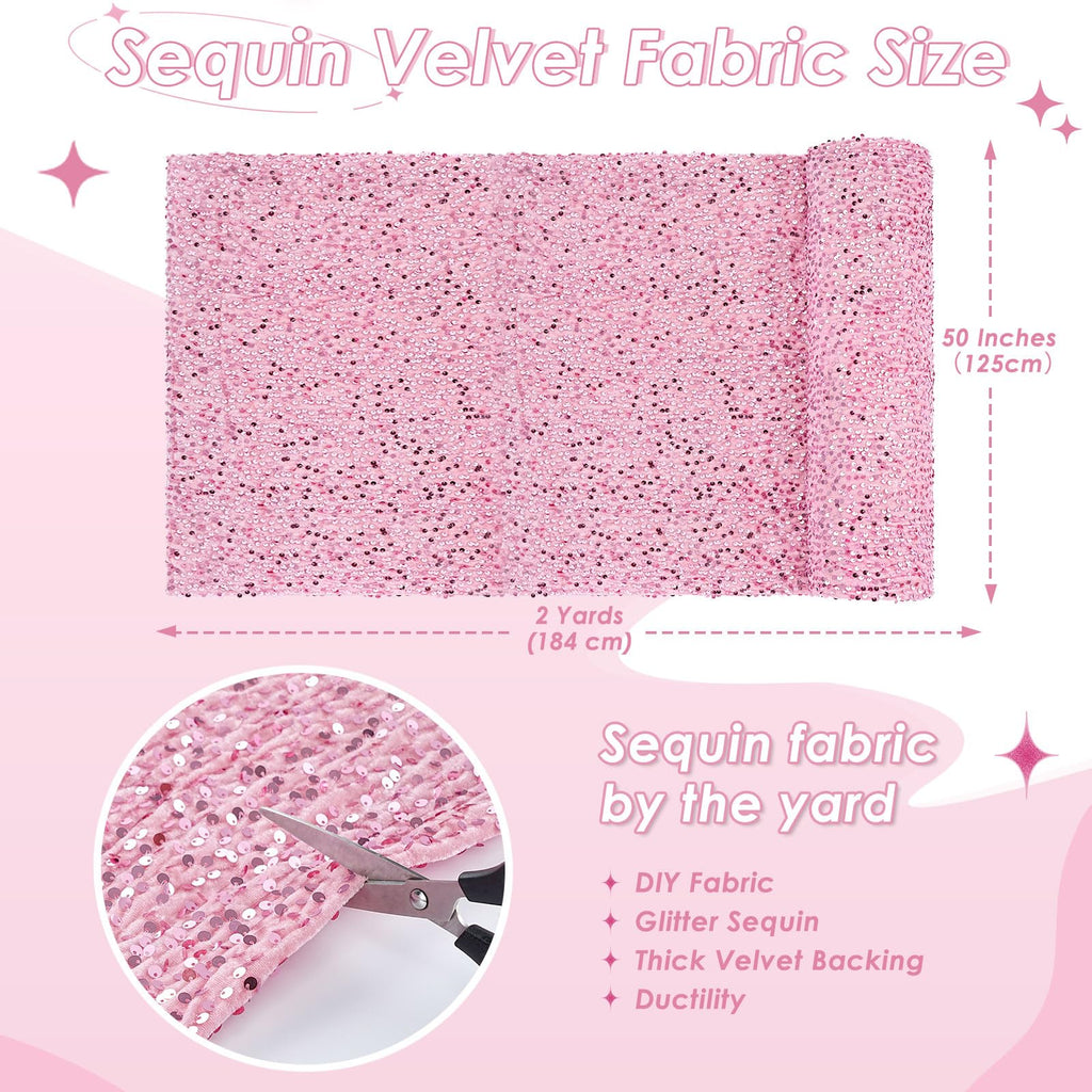 Blush Pink Sequin Velvet Fabric by The Yard 2 Yards