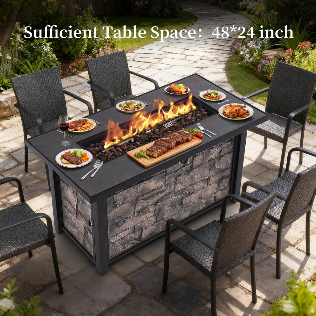 48 inch Propane Fire Pit Table with Ceramic Tile Top, 50000 BTU