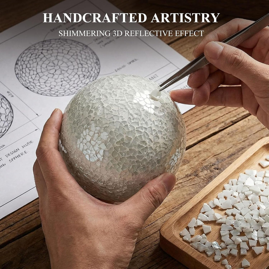 Decorative Balls for Bowls, 4 Inch White Orbs Glass Balls - Set of 3
