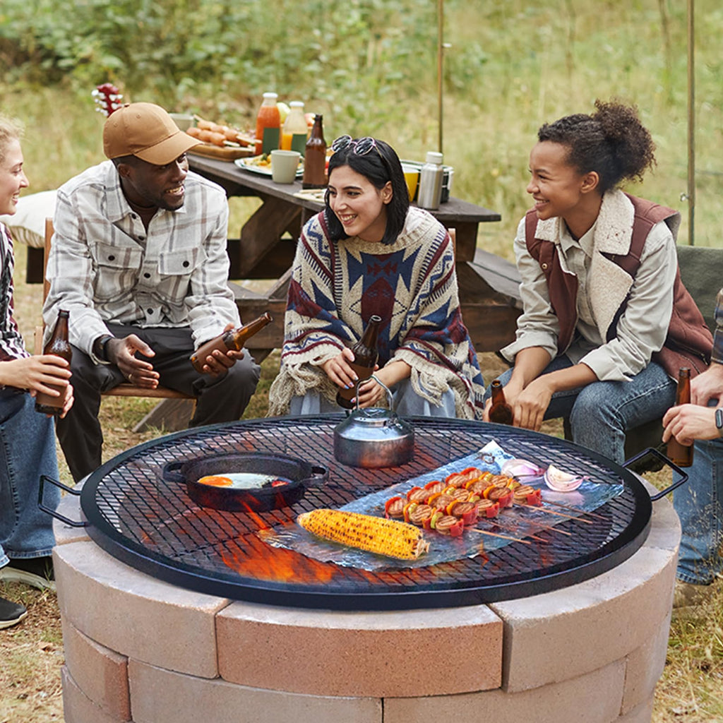 X-Marks Fire Pit Grill Grate, Portable Camping Cookware for Outside