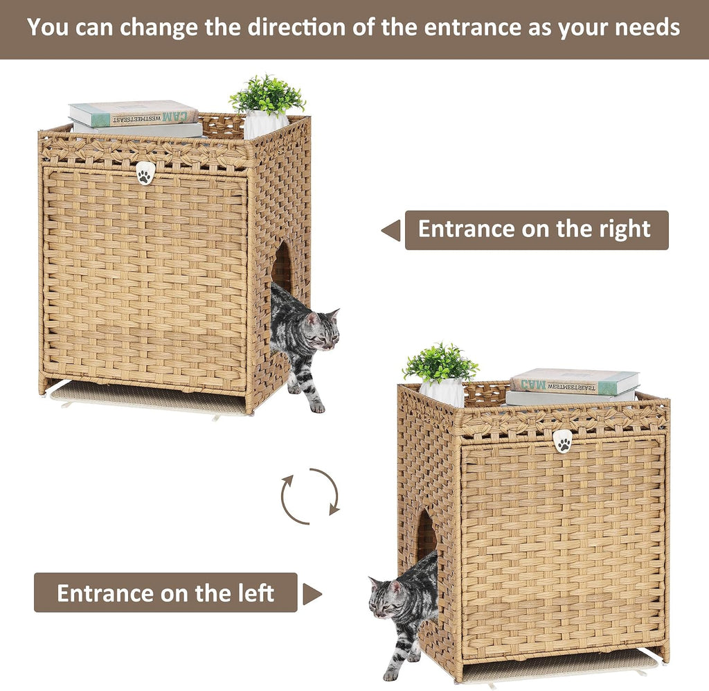 Cat Litter Box Enclosure with Door, Hidden Cat Washroom Furniture