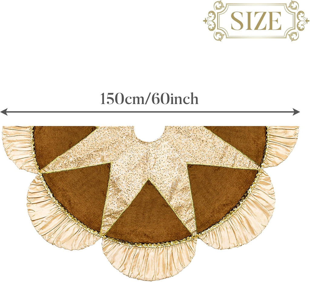 60" Sparking Gold Christmas Tree Skirt for Tree Decorations