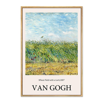 Van Gogh Framed Canvas Wall Art, Wheat Field with a Lark Vintage Canvas Print, Landscape Pictures Artwork Aesthetic
