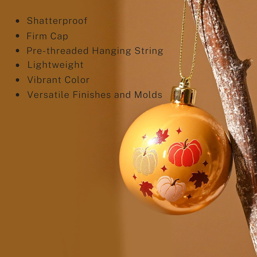 Fall Ornaments Tree Decorations Shatterproof Pumpkin - Set of 21