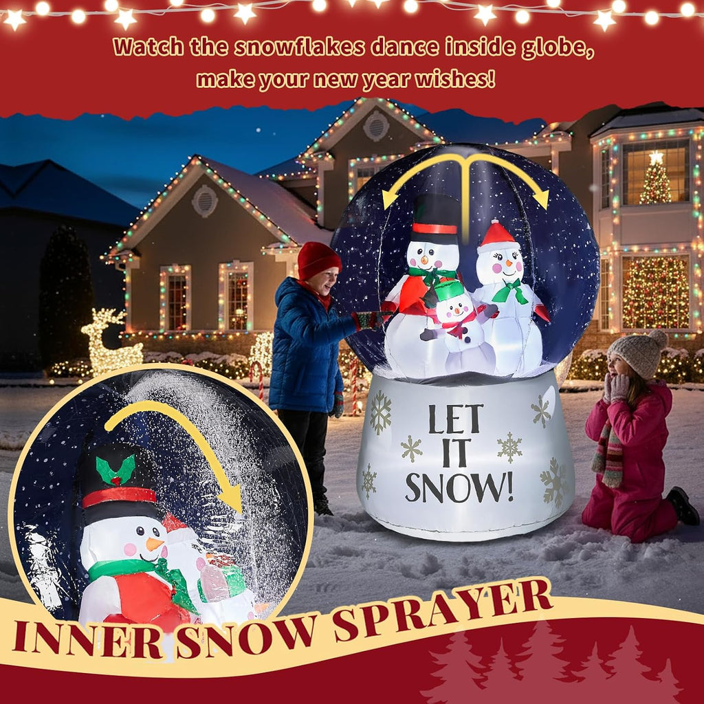 6 FT Large Inflatable Snow Globe with Snowman Family