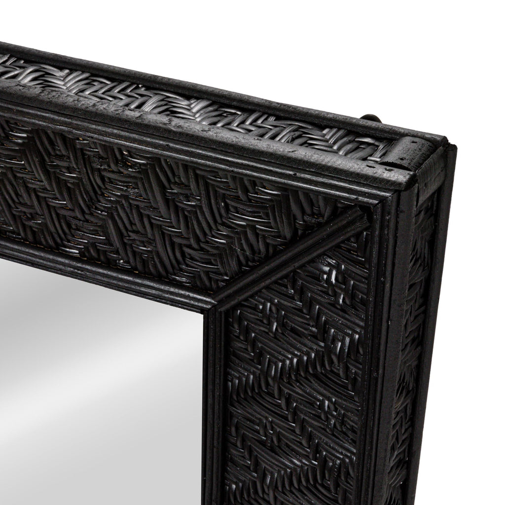 Rattan Rectangle Wall Mirror, Black