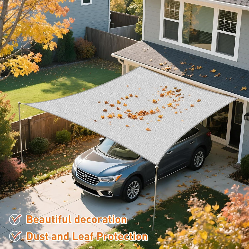 Sun Shade Sail, 16'X20' Light Grey Rectangular, Curved Edged Commercial Grade 185GSM Permeable Outdoor Shade Cloth