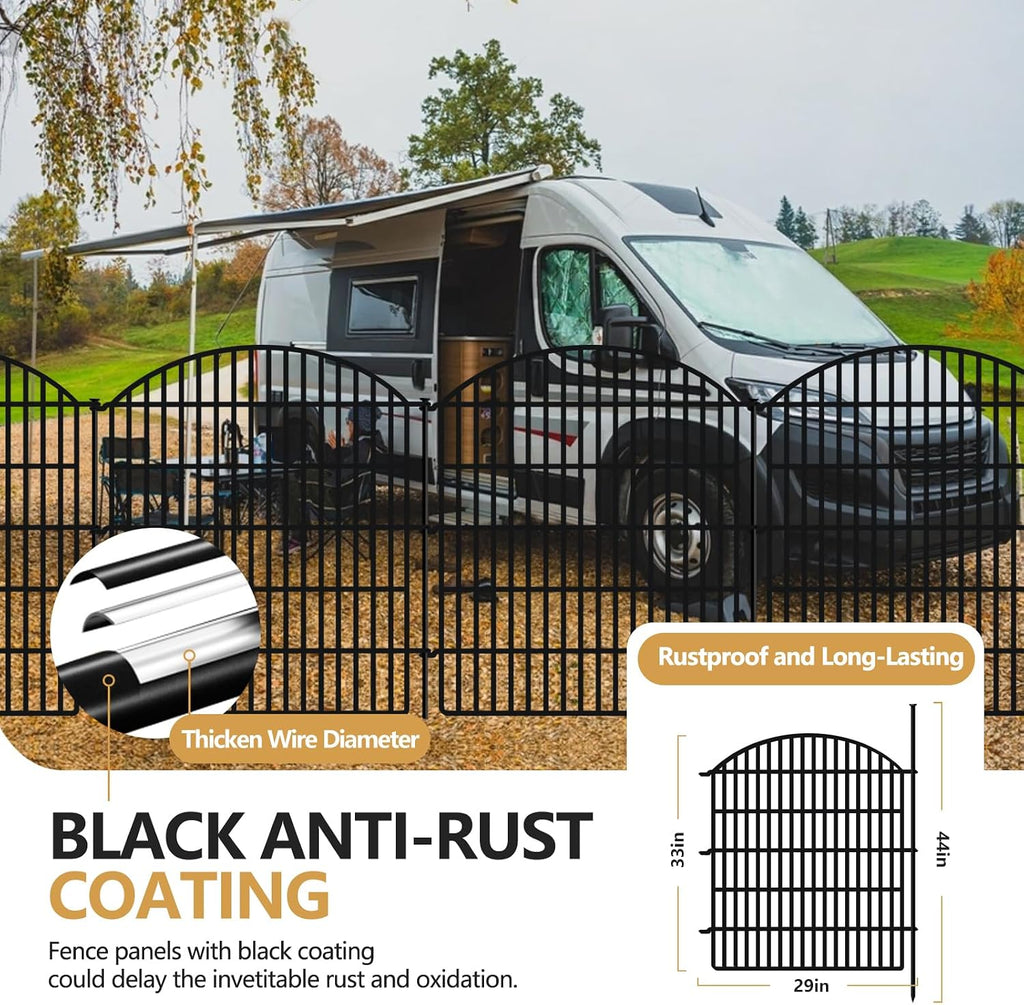 16 Panels Decorative Garden Metal Fence, 33in (H) x 38.67ft (L) No Dig Dog Fencing for Outdoor Yard, Rustproof Animal