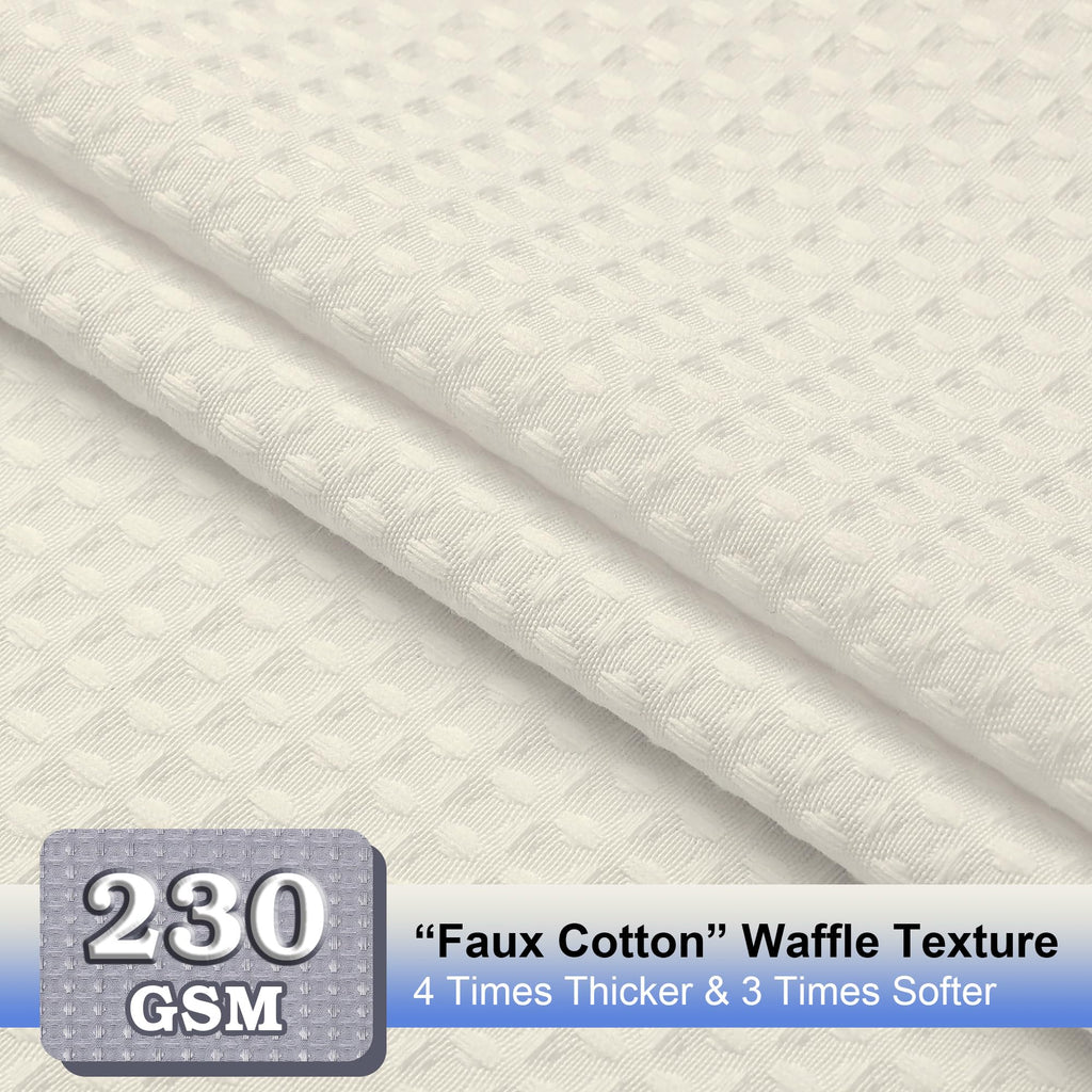 Extra Long Shower Curtain Set - 84 Inch Long Waffle Weave Heavy Duty Cloth Shower Curtain, Luxury Weighted
