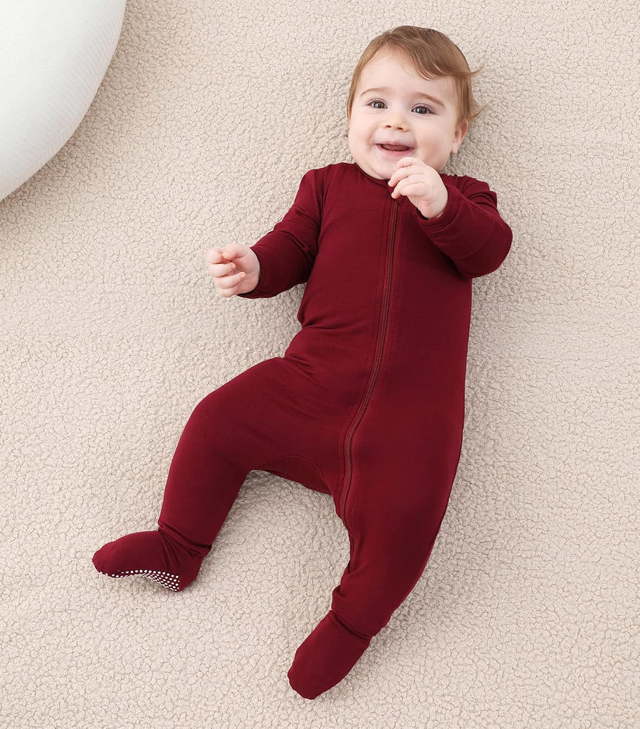Rayon Made from Bamboo Baby Boy Girl Sleep 'N Play, Zip Front Non-Slip Footed Sleeper Pajamas
