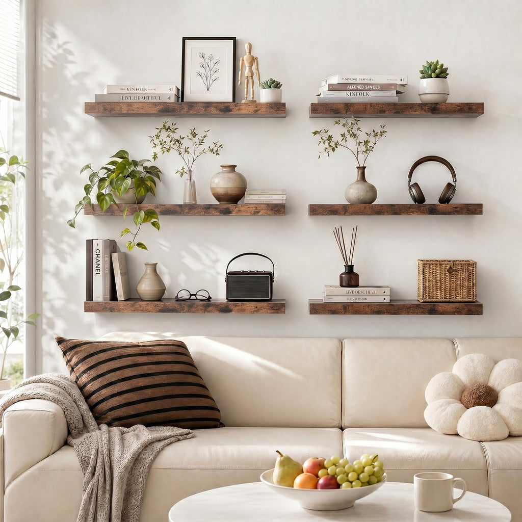 Floating Shelves 55.1" W x 9.3" D Rustic Brown Set of 2