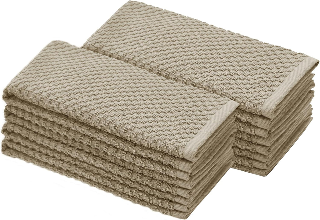 Amazing Kitchen Towels - 8 Pack 100% Cotton Waffle Terry Towel | Beige - 16x28 inch Euro Café Waffle Weave Dish