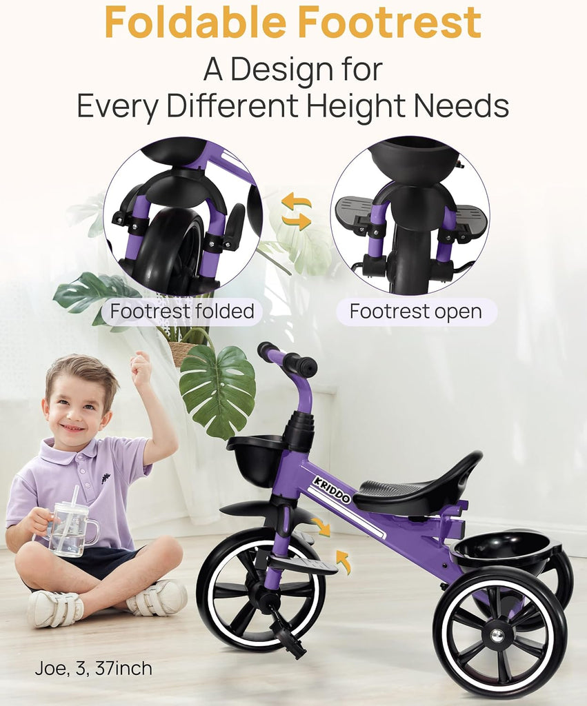 In-1 Toddler Tricycle with Push Handle: Ages 18 Months to 5 Years