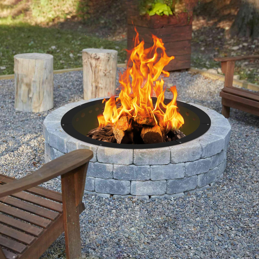 Outdoor Smokeless Fire Pit Ring 40 Inch Outer/36 Inch Inner Diameter, Heavy Duty Metal Round Liner Insert for Outside