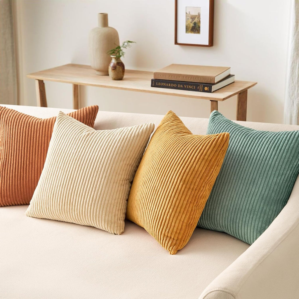 Decorative Throw Pillow Covers Cushion Cases, Set of 4 Soft Velvet Modern Double-Sided Designs, Mix and Match for