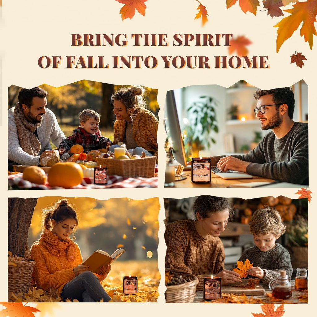 Fall Candle, Spiced Pumpkin Scented Candles, Natural Soy Autumn Candle Aromatherapy Candle, 7 oz Jar Candles Fall