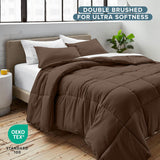 Comforter Set - Queen - Ultra-Soft - Goose Down Alternative - Premium 1800 Series - All Season Warmth (Queen, Cocoa)