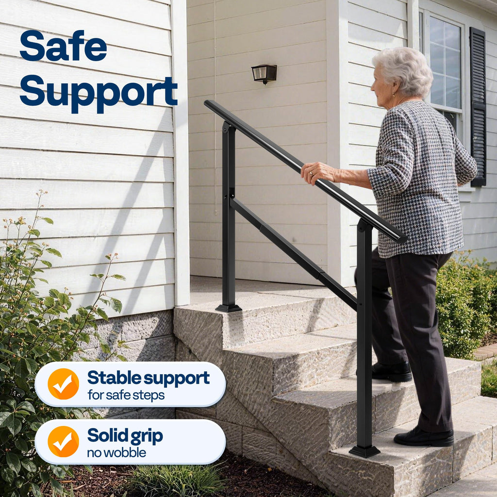 4 Step Adjustable Straight Oval Hand Rails for Outdoor Steps