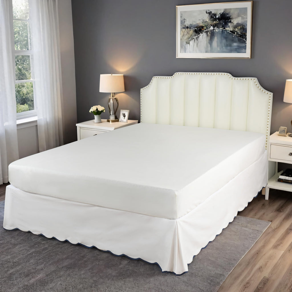 Chic 14'' Queen BedSkirts Scallop Edge Pleated Dust Ruffle