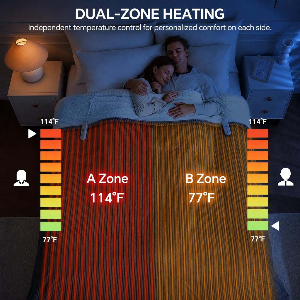 Heated Blanket Dual Control Electric Blanket, 84"x90"