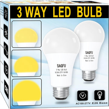 3 Way LED Light Bulbs 30 70 100 W Equivalent Soft White,A19 3000K,Three Way Light Bulbs,3 Way Light Bulbs,E26 Base