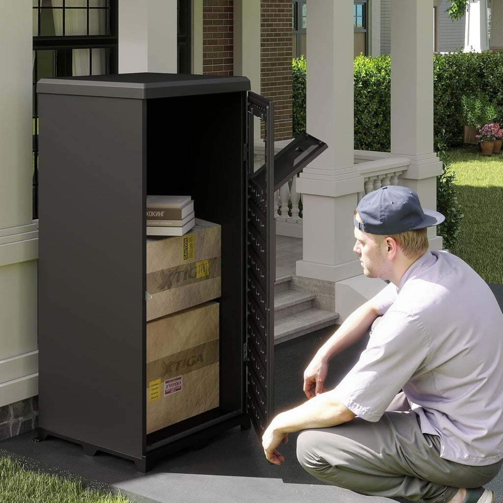 Domi Package Delivery Box Box with Lockable Secure, Waterproof Resin Storage Anti-Theft Outdoor Package Delivery