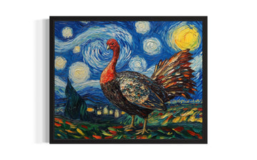 Turkey Black Framed Art Print Poster, Animal Van Gogh Starry Night Nature Theme Wall art Painting Decor, Art Home