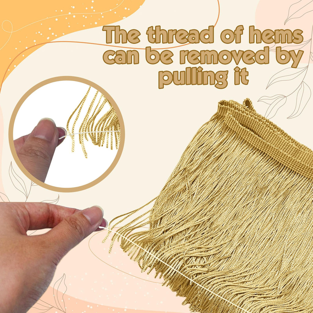 Chainette Fringe Trim, Gold, 6" Wide, 10 Yards