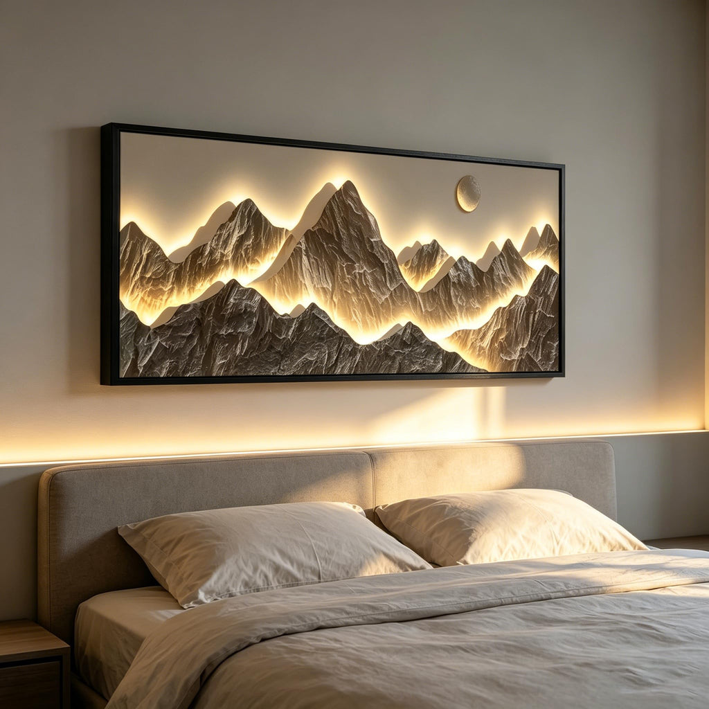 Large Framed Modern Mountain Wall Art Abstract Landscape Canvas Wall Decor