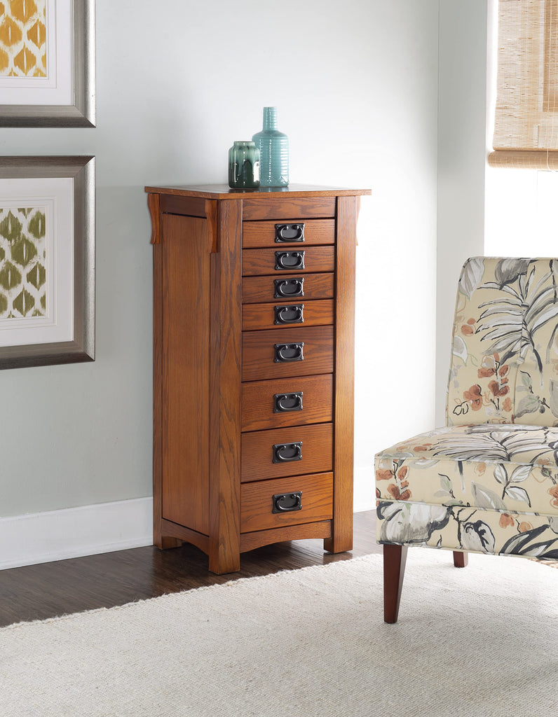 Oak Kat Jewelry Armoire 19.625"L x 15.25"W x 40.625"H