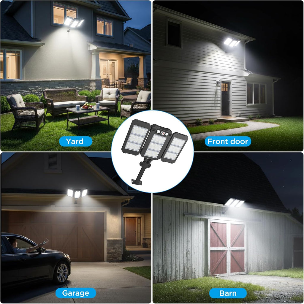 Solar Flood Lights Outdoor, 7000 LM Super Bright Aluminum Arm Waterproof | 6000 mAh Remote Control Dusk to Dawn LED