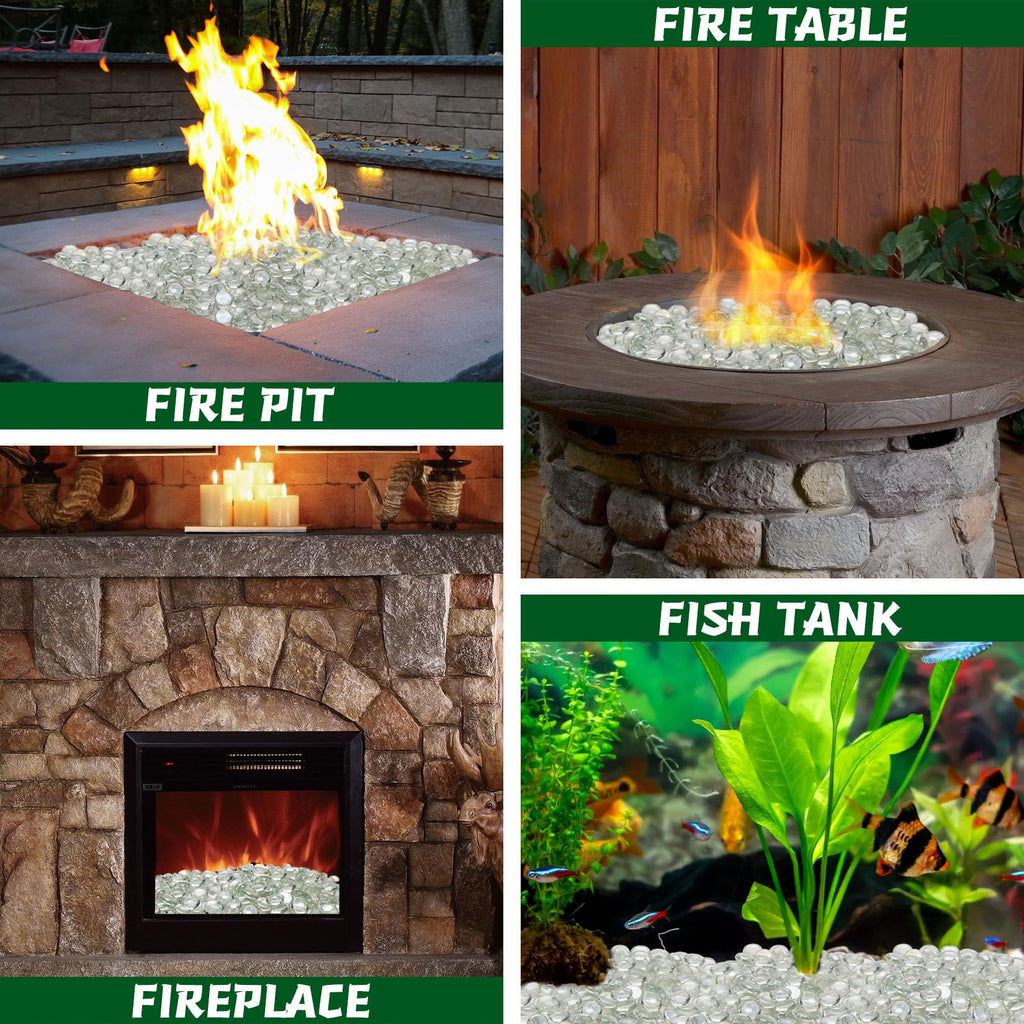 Fire Pit Glass Beads, Clear Glass Pebbles 10lb