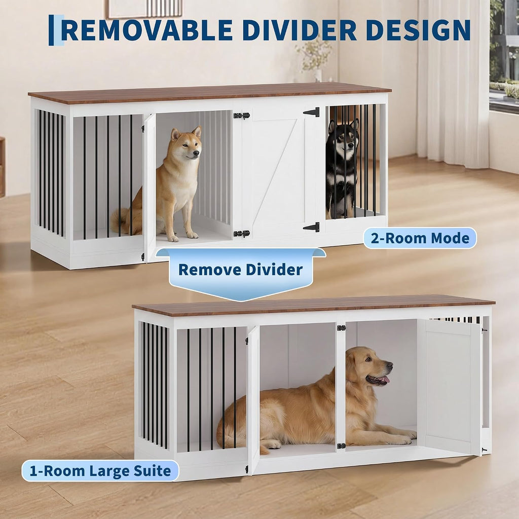 Double Dog Crate Furniture, Farmhouse Dog Crate TV Stand