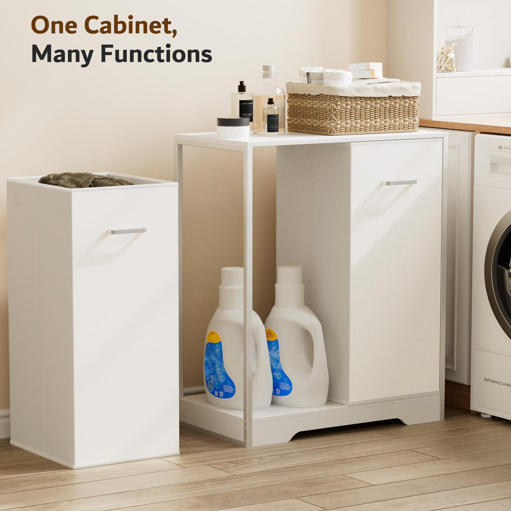 Double Pull-Out Laundry Hamper Cabinet with Removable Bags