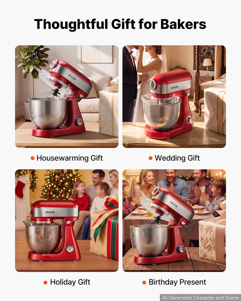 5.3 Qt Tilt Head Stand Mixer 400W Metal Electric Dough Mixer