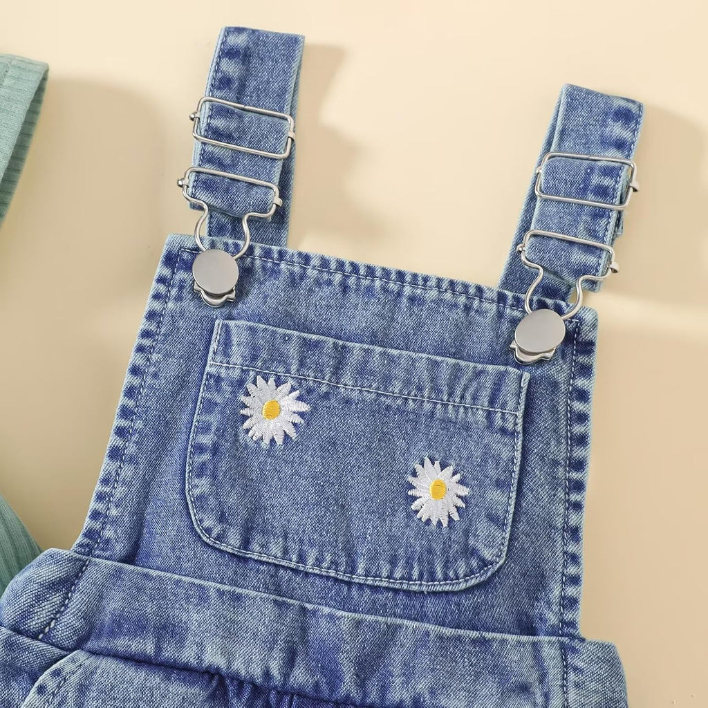 Toddler Baby Girl Summer Clothes Short Sleeve T-Shirt Tops + Denim Suspender Overalls Shorts Set Outfits