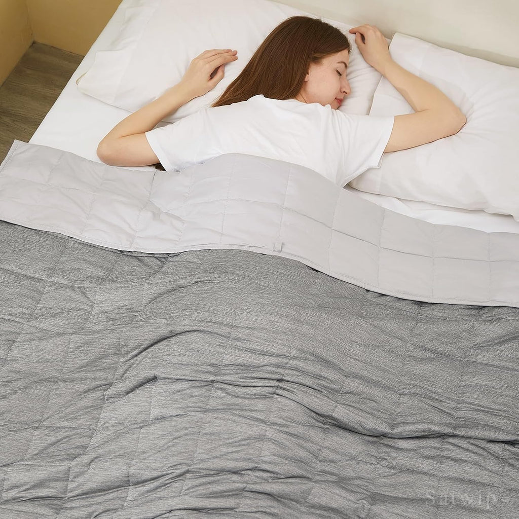Weighted Blanket Queen 15 LBS, Cooling Weighted Blanket for Hot Sleepers, Cool Moire Jersey with Soft Breathable