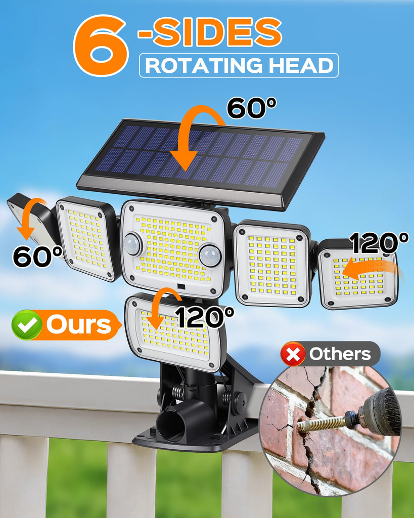 Solar Flood Lights Outdoor, Clip on Solar Lights with Motion Sensor