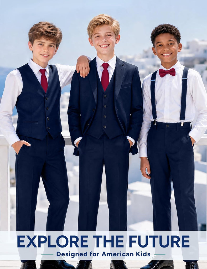 Boys Suit Piece with Suspenders, Regular & Husky Fit