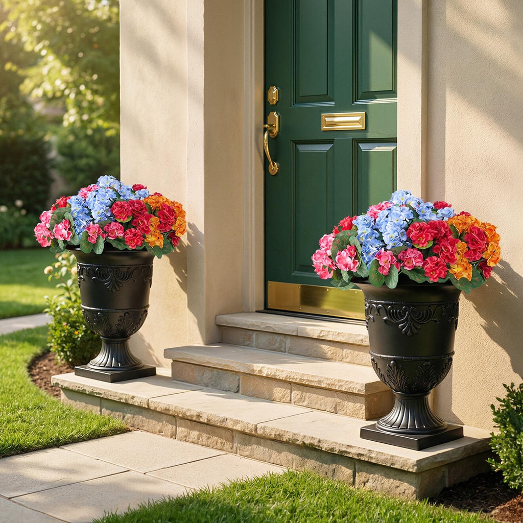 15"x13" Classic Traditional Plastic Urn Planter Set of 2