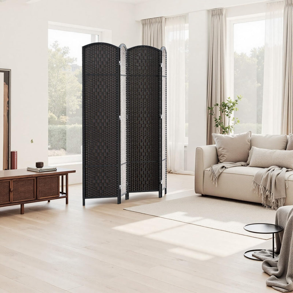 Room Divider Panel, 4 Panel Partition Room Dividers, Dark Mocha