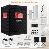 Upgraded 2 Person Sauna, Portable Infrared Sauna with 5-Layer Waterproof, 2 Steamers, 2 Folding Chair