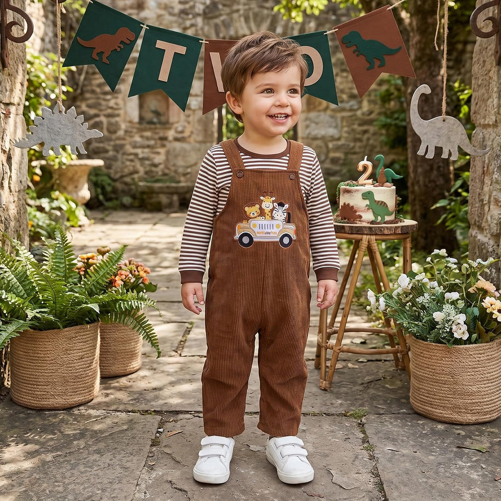 Toddler Baby Boy Birthday Outfits T-Shirt Overalls Pants Set