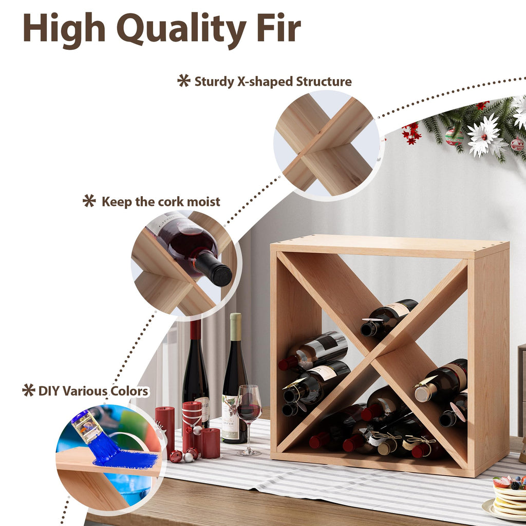 Stackable Wine Rack 48 Bottle Liquor Display Storage Cube Free Standing Floor Wine Cabinet for Cellar & Kitchen