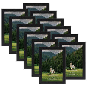 4x6 Picture Frame Set of 12, Black Picture Frames for 4 by 6 Photo