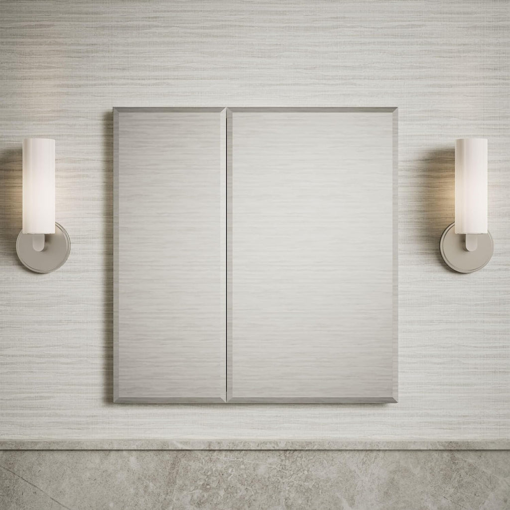 CB-CLC2526FS Bathroom Medicine Cabinet with Mirror, Beveled Mirror Doors, Adjustable Shelves, Rectangular Beveled