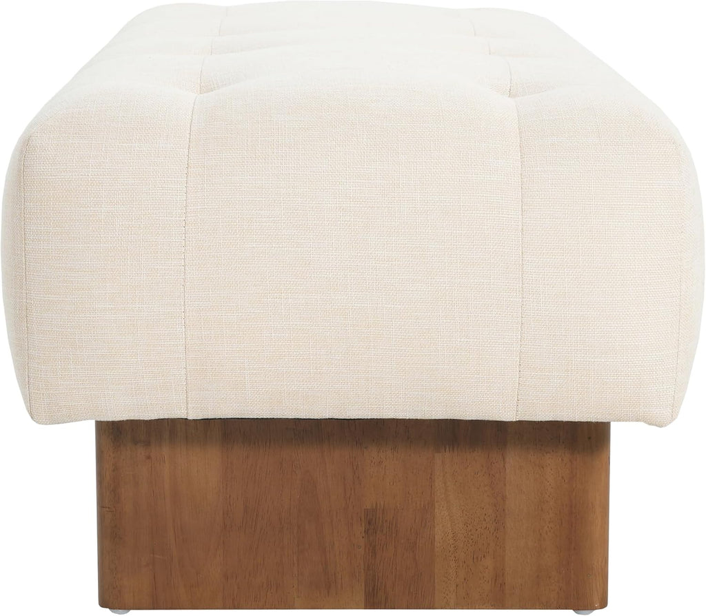 Yvone Modern Upholstered Ottoman Bench, Minimalist Wooden Entryway Bench, Living Room Sofa Extra Seat, Ottoman End of